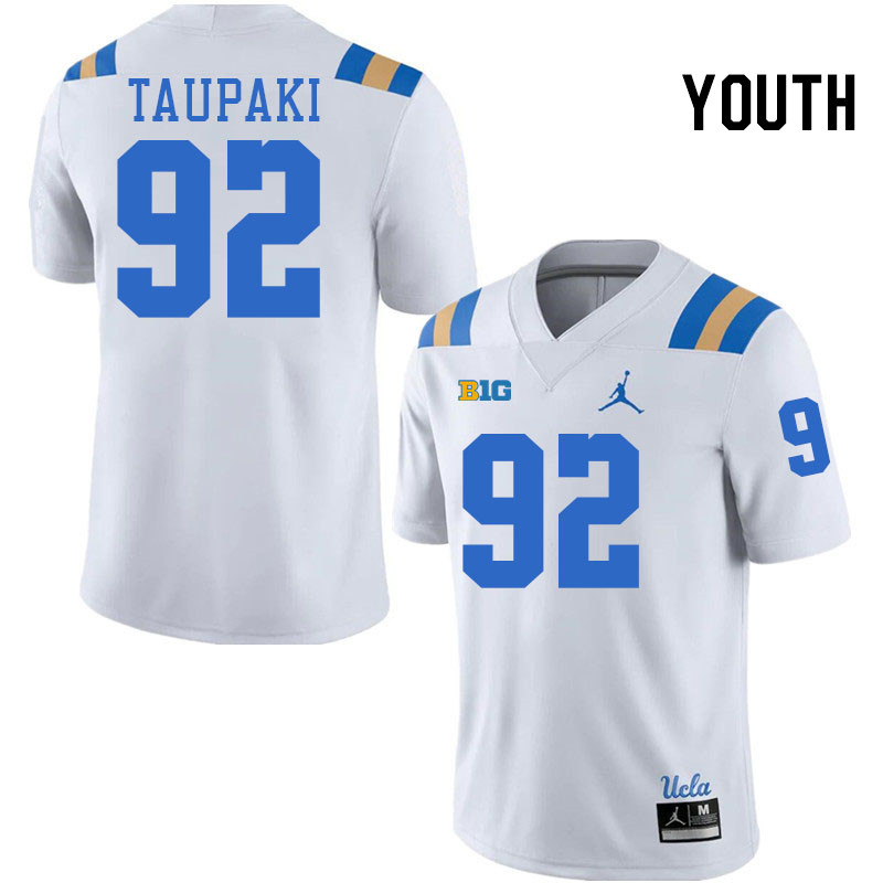 Youth #92 Siale Taupaki UCLA Bruins College Football Jerseys Stitched-White